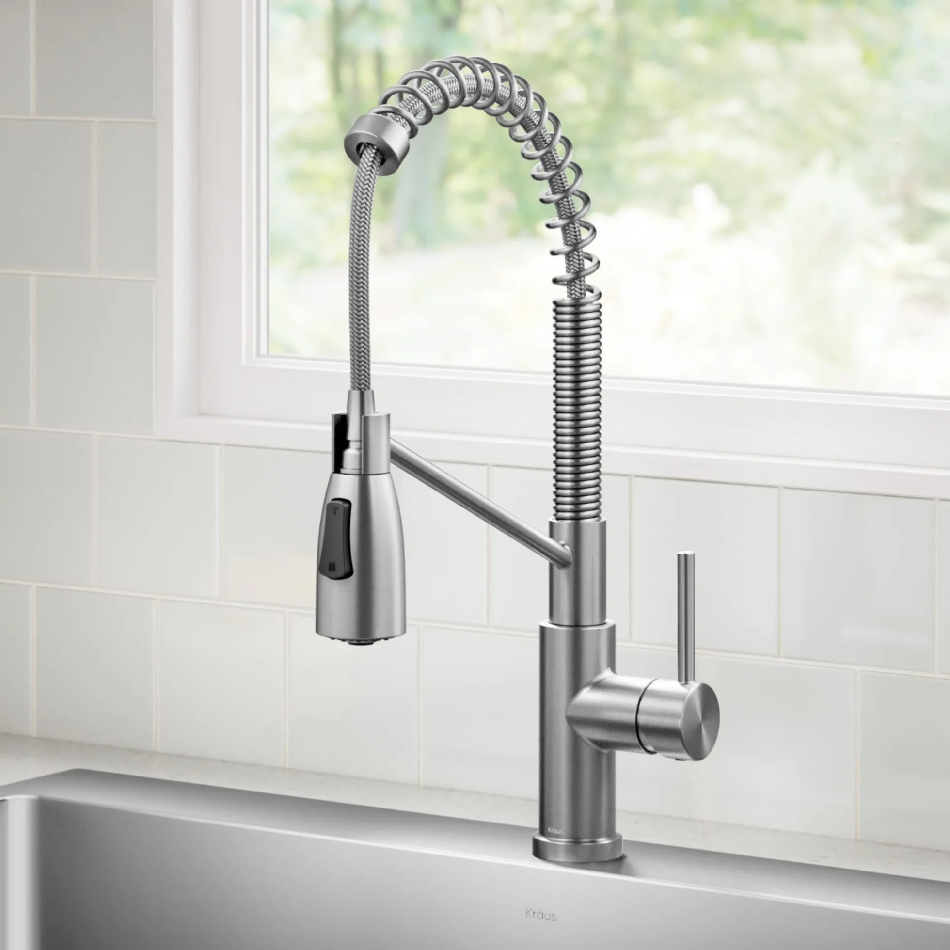 Commercial Style 2-Function Single Handle Pull Down Kitchen Faucet in Spot-Free Stainless Steel