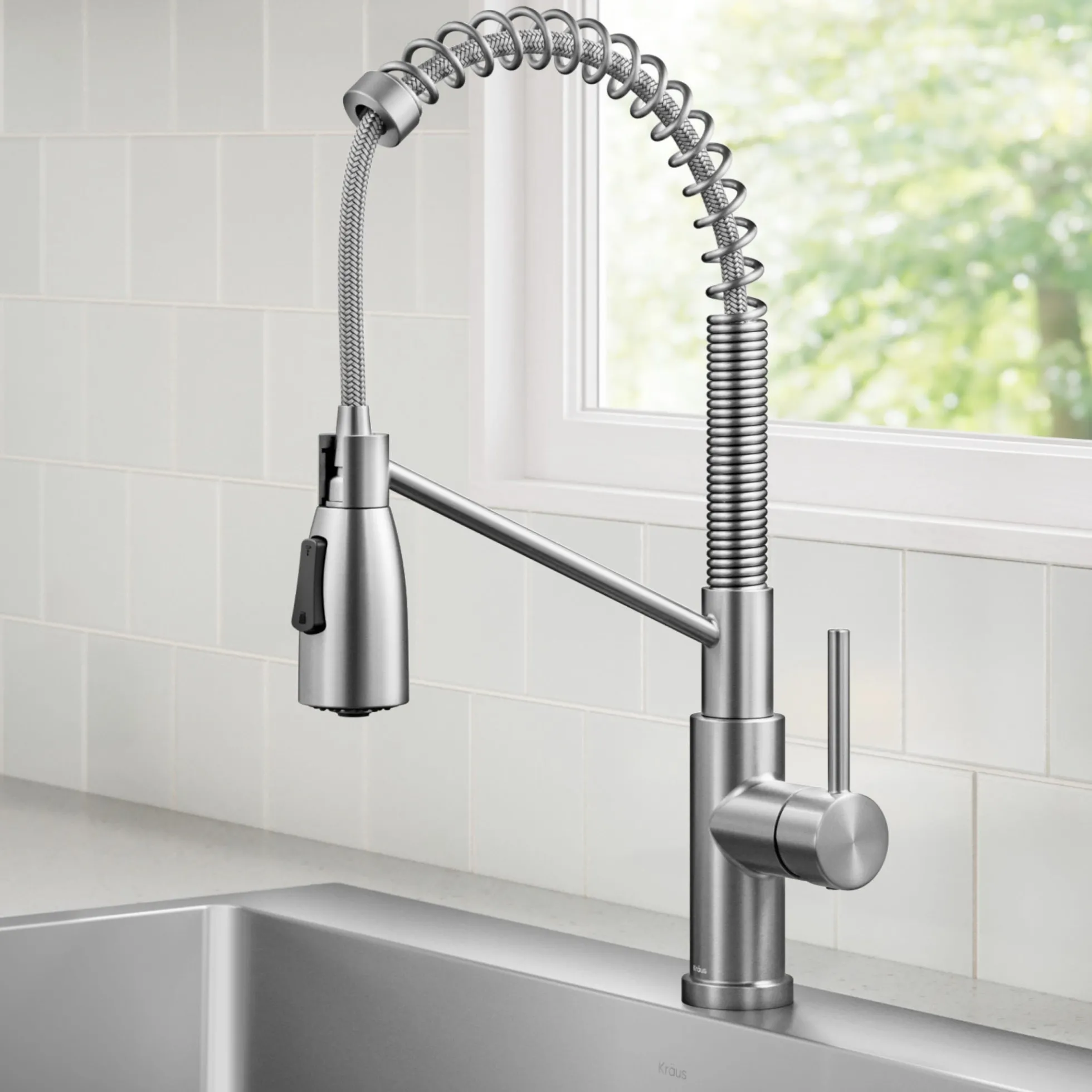 Commercial Style 2-Function Single Handle Pull Down Kitchen Faucet in Spot-Free Stainless Steel