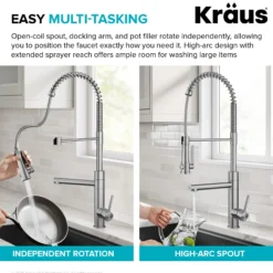 Commercial Style 2-Function Single Handle Pull Down Kitchen Faucet with Pot Filler in Spot-Free Brushed Brass