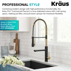 Commercial Style 2-Function Single Handle Pull Down Kitchen Faucet with Pot Filler in Matte Black