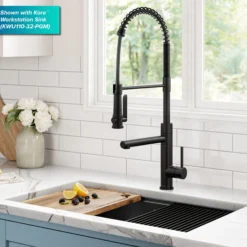 Commercial Style 2-Function Single Handle Pull Down Kitchen Faucet with Pot Filler in Matte Black