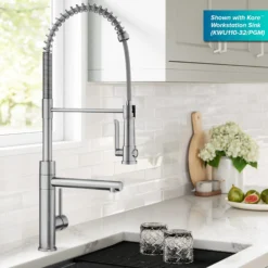 Commercial Style 2-Function Single Handle Pull Down Kitchen Faucet with Pot Filler in Spot-Free Stainless Steel