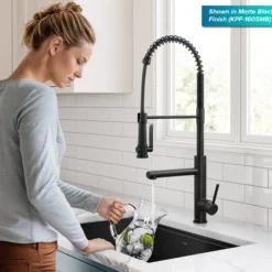Commercial Style 2-Function Single Handle Pull Down Kitchen Faucet with Pot Filler in Spot-Free Stainless Steel / Matte Black