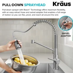 Commercial Style 2-Function Single Handle Pull Down Kitchen Faucet in Chrome