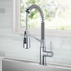 Commercial Style 2-Function Single Handle Pull Down Kitchen Faucet in Chrome