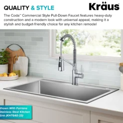Commercial Style 2-Function Single Handle Pull Down Kitchen Faucet in Chrome
