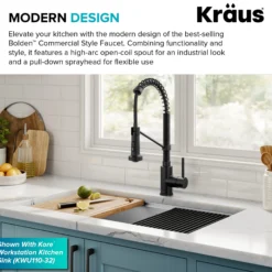 Commercial Style 2-Function Single Handle Pull Down Kitchen Faucet in Matte Black