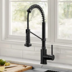 Commercial Style 2-Function Single Handle Pull Down Kitchen Faucet in Matte Black