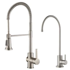 Commercial Style Kitchen Faucet and Water Filter Faucet Combo in Spot Free Stainless Steel