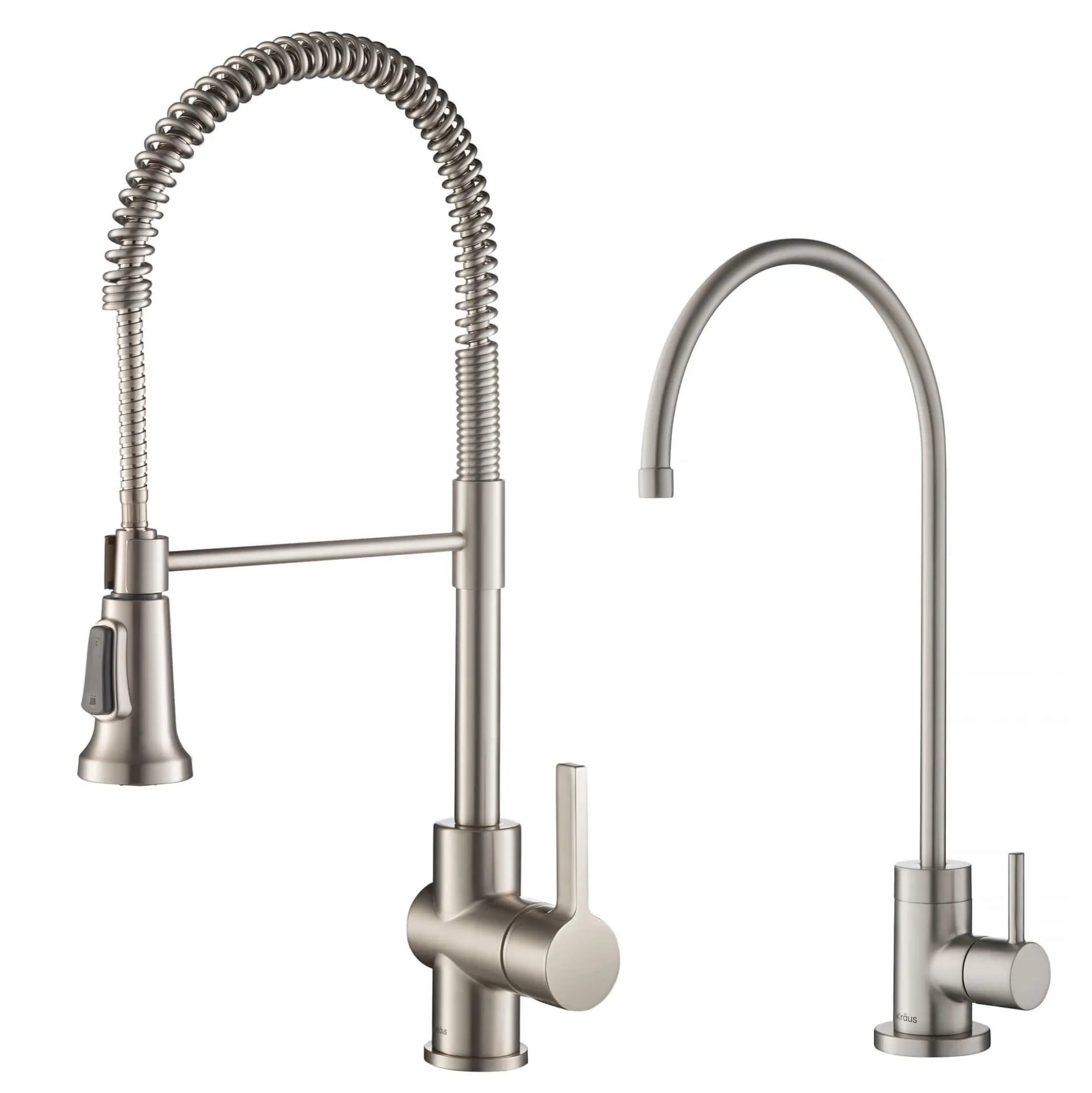 Commercial Style Kitchen Faucet and Water Filter Faucet Combo in Spot Free Stainless Steel