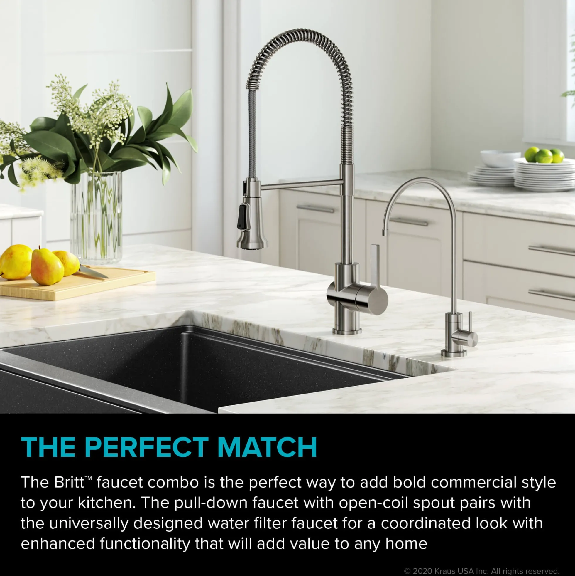 Commercial Style Kitchen Faucet and Water Filter Faucet Combo in Spot Free Stainless Steel