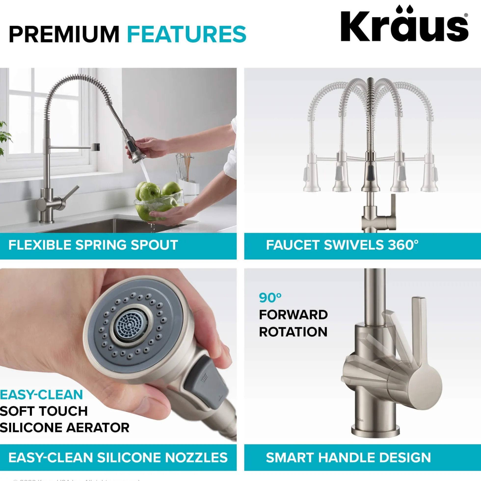 Commercial Style Kitchen Faucet and Water Filter Faucet Combo in Spot Free Stainless Steel