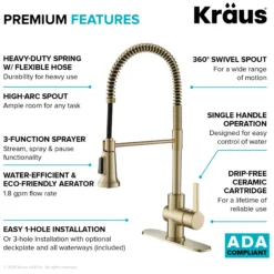 Commercial Style Kitchen Faucet and Water Filter Faucet Combo in Spot Free Antique Champagne Bronze