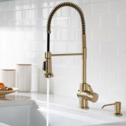 Commercial Style Kitchen Faucet and Water Filter Faucet Combo in Spot Free Antique Champagne Bronze