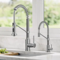 Commercial Style Pull Down Kitchen Faucet and Water Filter Faucet Combo in Spot-Free Stainless Steel