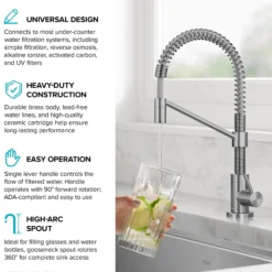 Commercial Style Pull Down Kitchen Faucet and Water Filter Faucet Combo in Spot-Free Stainless Steel