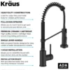 Commercial Style Pull Down Kitchen Faucet and Water Filter Faucet Combo in Matte Black