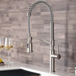 Commercial Style Pull-Down Kitchen Faucet in Spot Free Stainless Steel