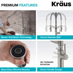 Commercial Style Pull-Down Kitchen Faucet with Deck Plate and Soap Dispenser in Spot Free Stainless Steel