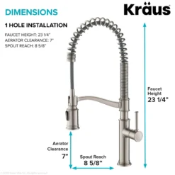 Commercial Style Pull-Down Kitchen Faucet with Deck Plate and Soap Dispenser in Spot Free Stainless Steel