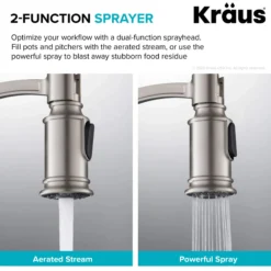 Commercial Style Pull-Down Kitchen Faucet with Deck Plate and Soap Dispenser in Spot Free Stainless Steel