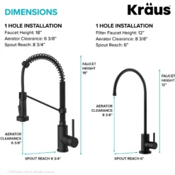 Commercial Style Pull-Down Kitchen Faucet and Water Filter Faucet Combo in Matte Black