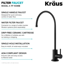 Commercial Style Pull-Down Kitchen Faucet and Water Filter Faucet Combo in Matte Black