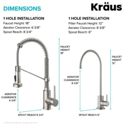 Commercial Style Pull-Down Kitchen Faucet and Water Filter Faucet Combo in Spot Free Stainless Steel