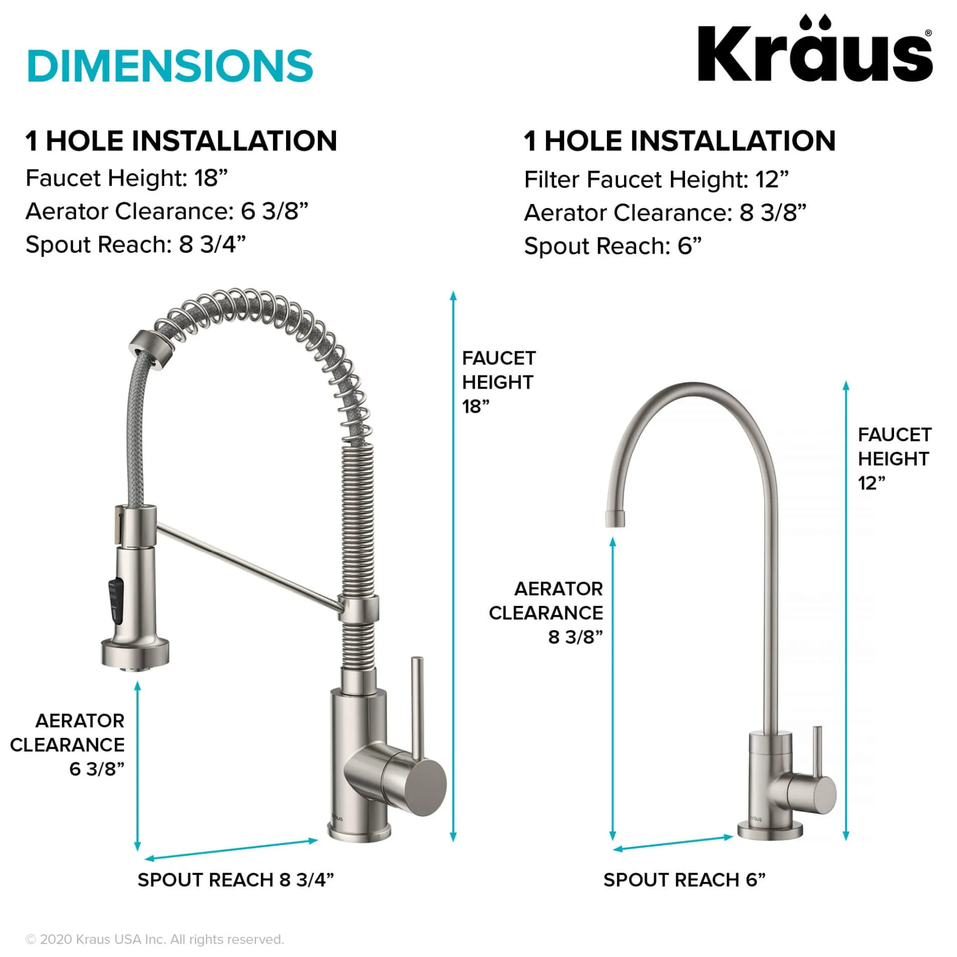 Commercial Style Pull-Down Kitchen Faucet and Water Filter Faucet Combo in Spot Free Stainless Steel