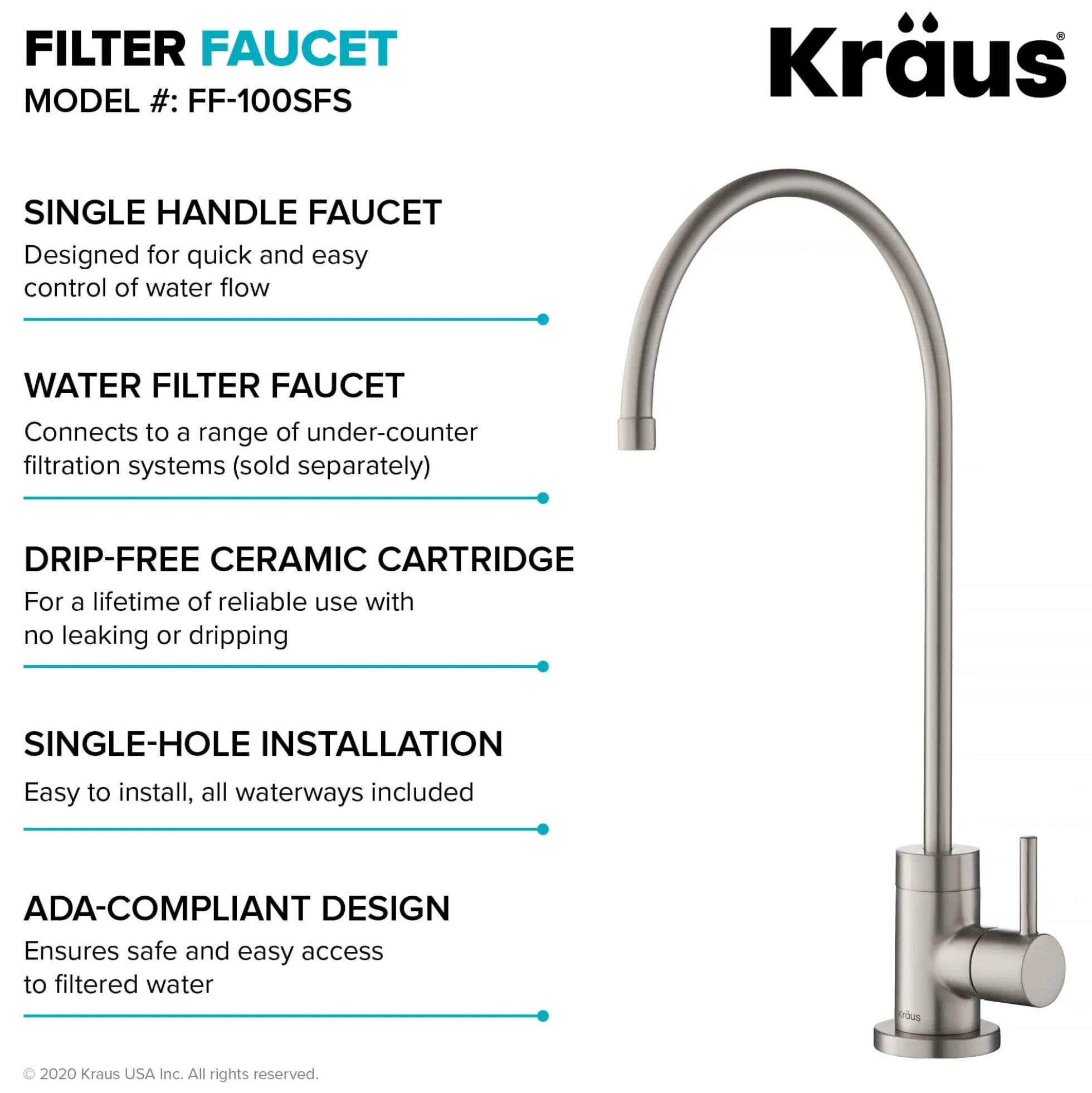 Commercial Style Pull-Down Kitchen Faucet and Water Filter Faucet Combo in Spot Free Stainless Steel