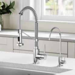 Commercial Style Pull-Down Kitchen Faucet and Water Filter Faucet Combo in Chrome
