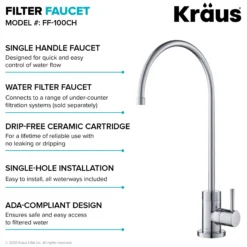 Commercial Style Pull-Down Kitchen Faucet and Water Filter Faucet Combo in Chrome