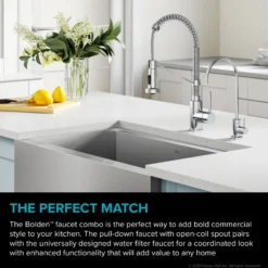 Commercial Style Pull-Down Kitchen Faucet and Water Filter Faucet Combo in Chrome