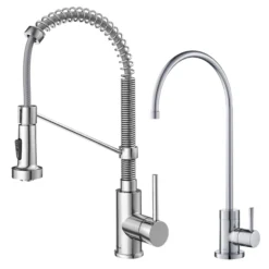 Commercial Style Pull-Down Kitchen Faucet and Water Filter Faucet Combo in Chrome