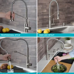Commercial Style Pull-Down Kitchen Faucet and Water Filter Faucet Combo in Spot Free Antique Champagne Bronze