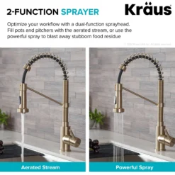 Commercial Style Pull-Down Kitchen Faucet and Water Filter Faucet Combo in Spot Free Antique Champagne Bronze