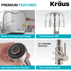 Commercial Style Pull-Down Kitchen Faucet and Water Filter Faucet Combo in Spot Free Antique Champagne Bronze