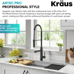 CommercialStylePull-Down Single Handle Kitchen Faucet with Pot Filler in Matte Black