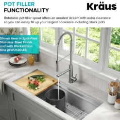 CommercialStylePull-Down Single Handle Kitchen Faucet with Pot Filler in Matte Black