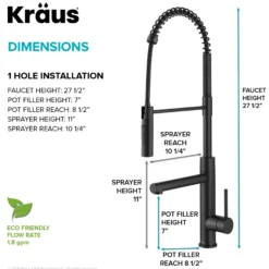 CommercialStylePull-Down Single Handle Kitchen Faucet with Pot Filler in Matte Black