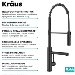 CommercialStylePull-Down Single Handle Kitchen Faucet with Pot Filler in Matte Black