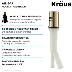 Commercial Style Pull-Down Single Handle 18" Kitchen Faucet in Spot Free Antique Champagne Bronze with Air Gap