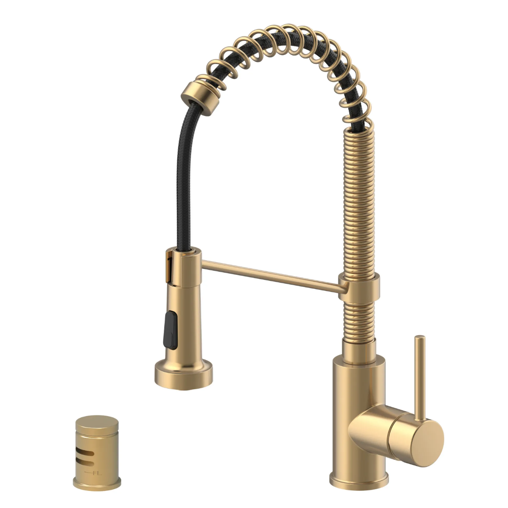 Commercial Style Pull-Down Single Handle 18" Kitchen Faucet in Spot Free Antique Champagne Bronze with Air Gap