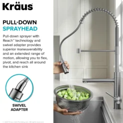 CommercialStylePull-Down Single Handle Kitchen Faucet with Pot Filler in Spot Free Antique Champagne Bronze / Matte Black