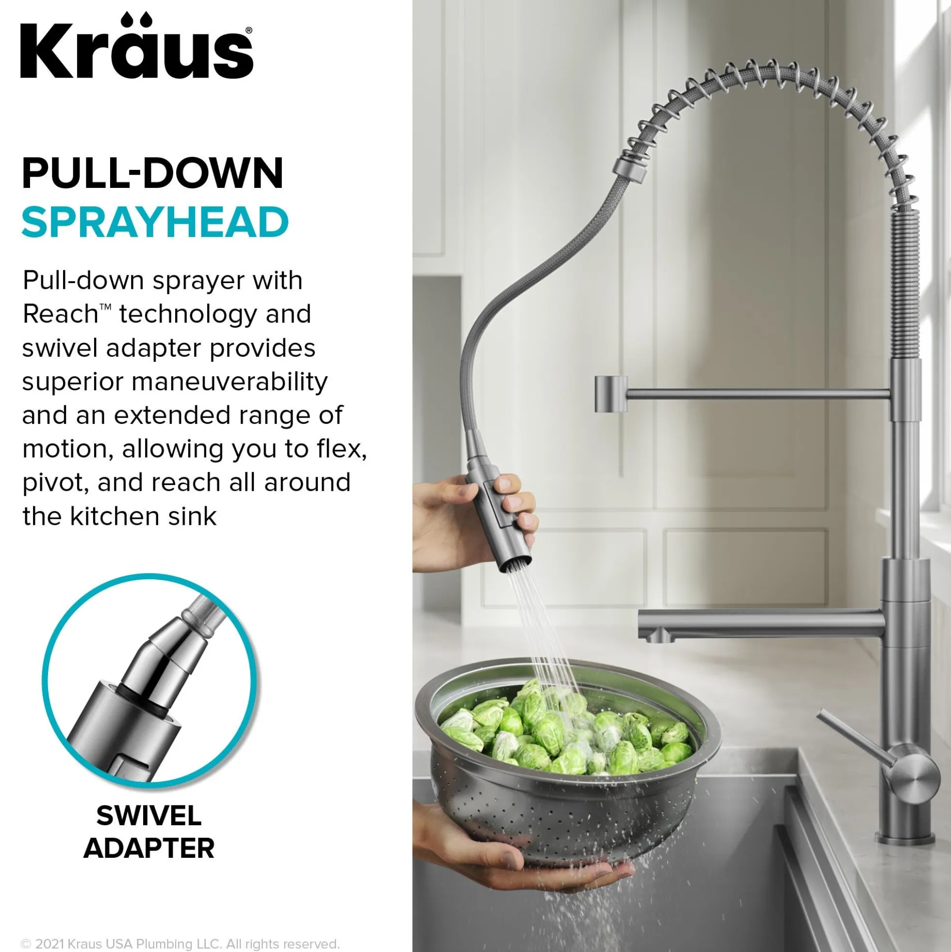 CommercialStylePull-Down Single Handle Kitchen Faucet with Pot Filler in Spot Free Antique Champagne Bronze / Matte Black
