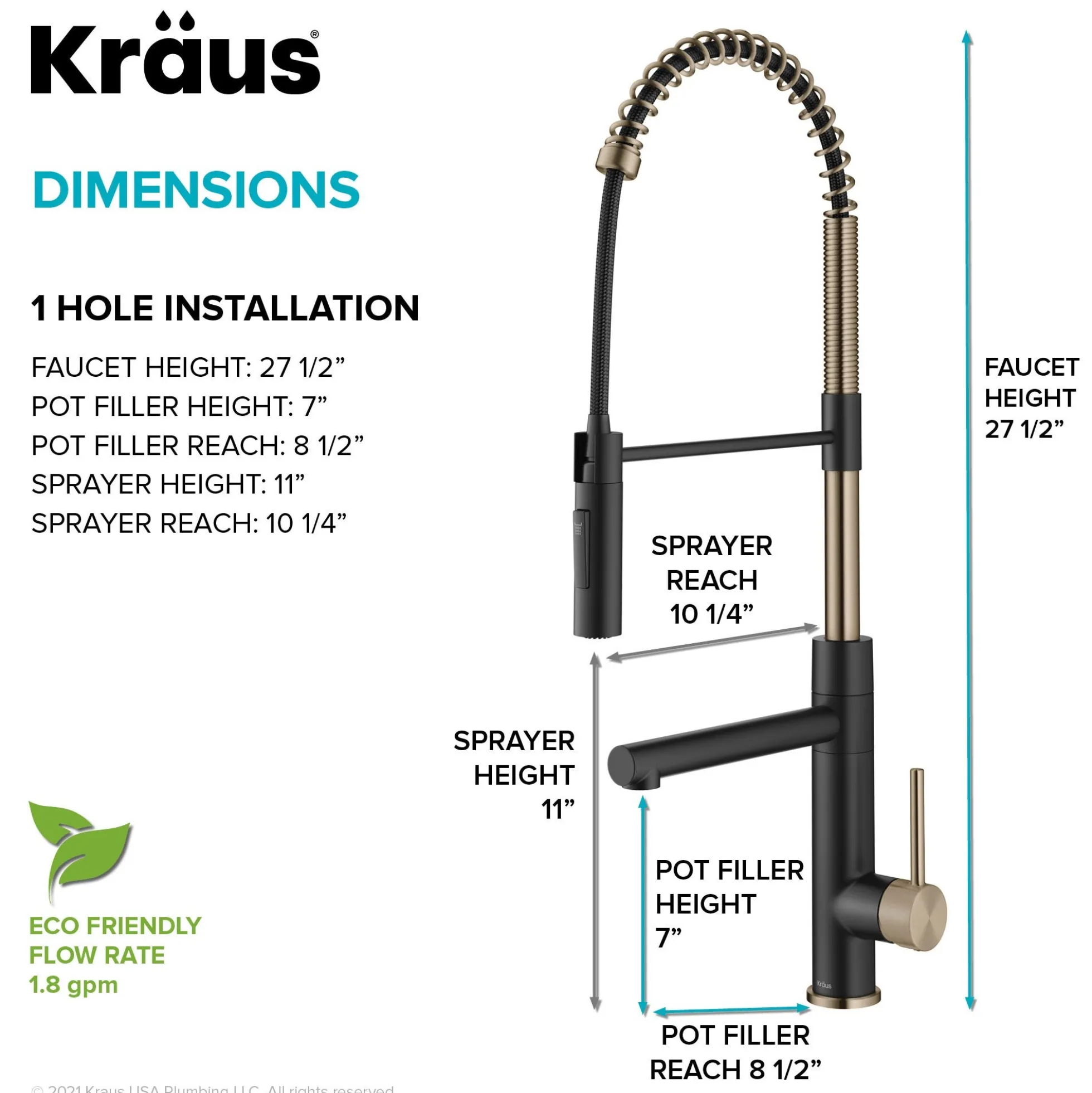CommercialStylePull-Down Single Handle Kitchen Faucet with Pot Filler in Spot Free Antique Champagne Bronze / Matte Black