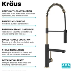 CommercialStylePull-Down Single Handle Kitchen Faucet with Pot Filler in Spot Free Antique Champagne Bronze / Matte Black
