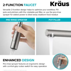 CommercialStylePull-Down Single Handle Kitchen Faucet with Pot Filler in Spot Free Antique Champagne Bronze / Matte Black