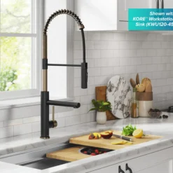 CommercialStylePull-Down Single Handle Kitchen Faucet with Pot Filler in Spot Free Antique Champagne Bronze / Matte Black