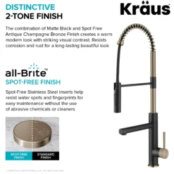 CommercialStylePull-Down Single Handle Kitchen Faucet with Pot Filler in Spot Free Antique Champagne Bronze / Matte Black